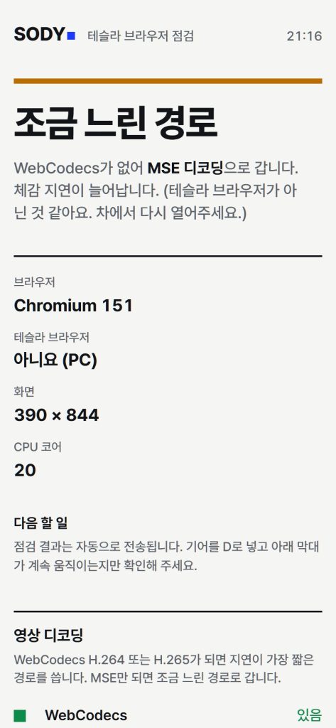 테슬라 브라우저 점검