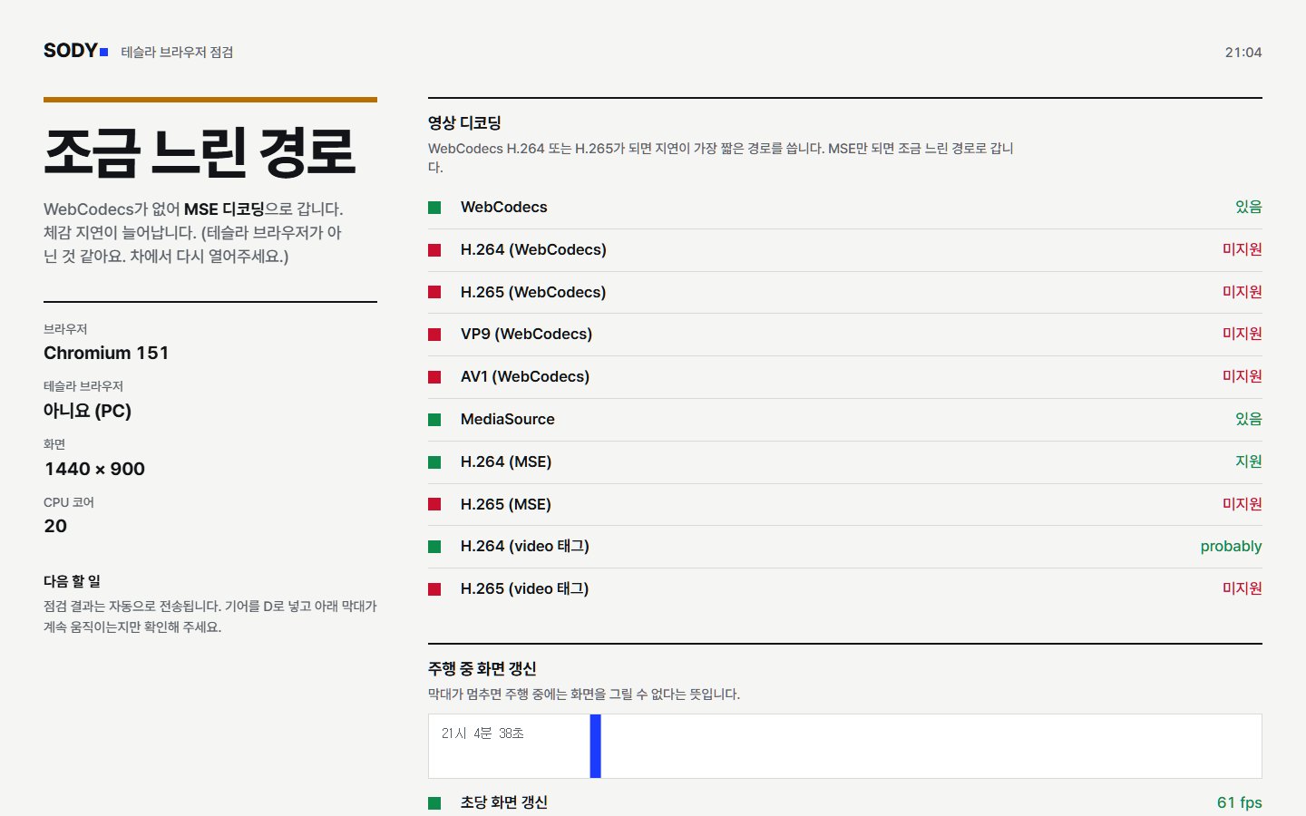 테슬라 브라우저 점검